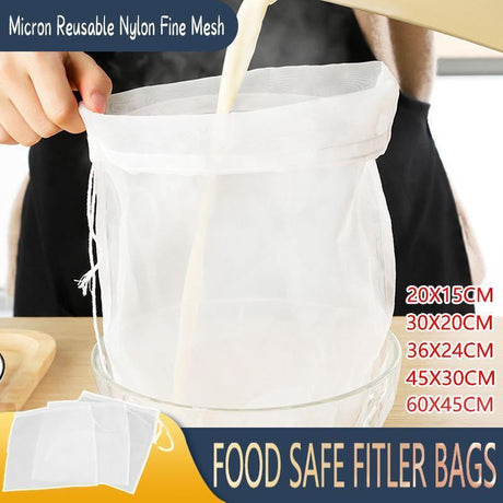 Reusable Fine Mesh Food Strainer Filter Bag 1PC 5Sizes Nylon - Discount Packaging Warehouse