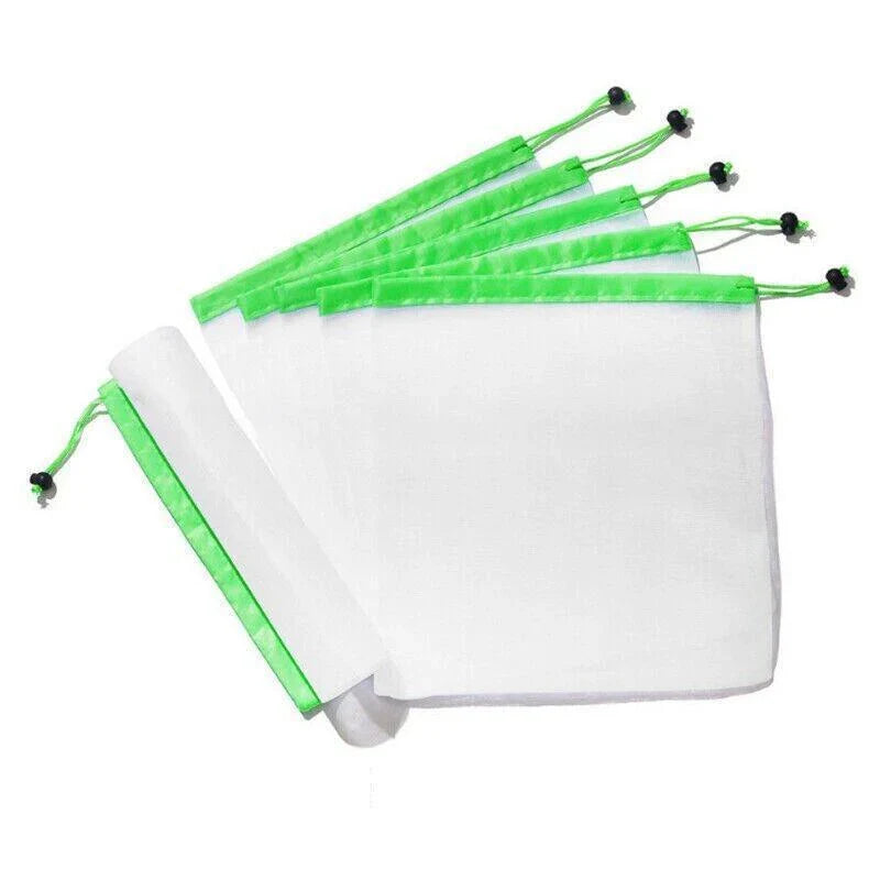 Reusable Mesh Grocery Produce Bags 5-15PCS 3Colours - Discount Packaging Warehouse
