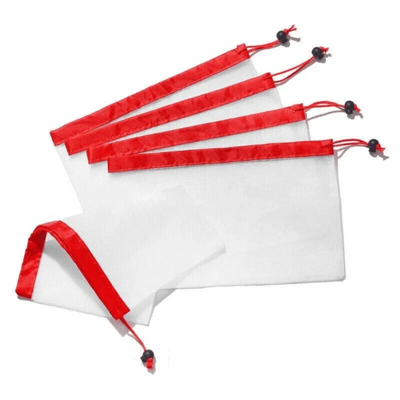 Reusable Mesh Grocery Produce Bags 5-15PCS 3Colours - Discount Packaging Warehouse