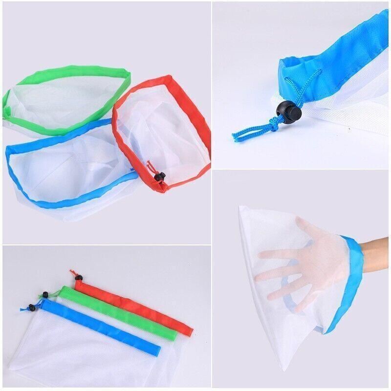 Reusable Mesh Grocery Produce Bags 5-15PCS 3Colours - Discount Packaging Warehouse
