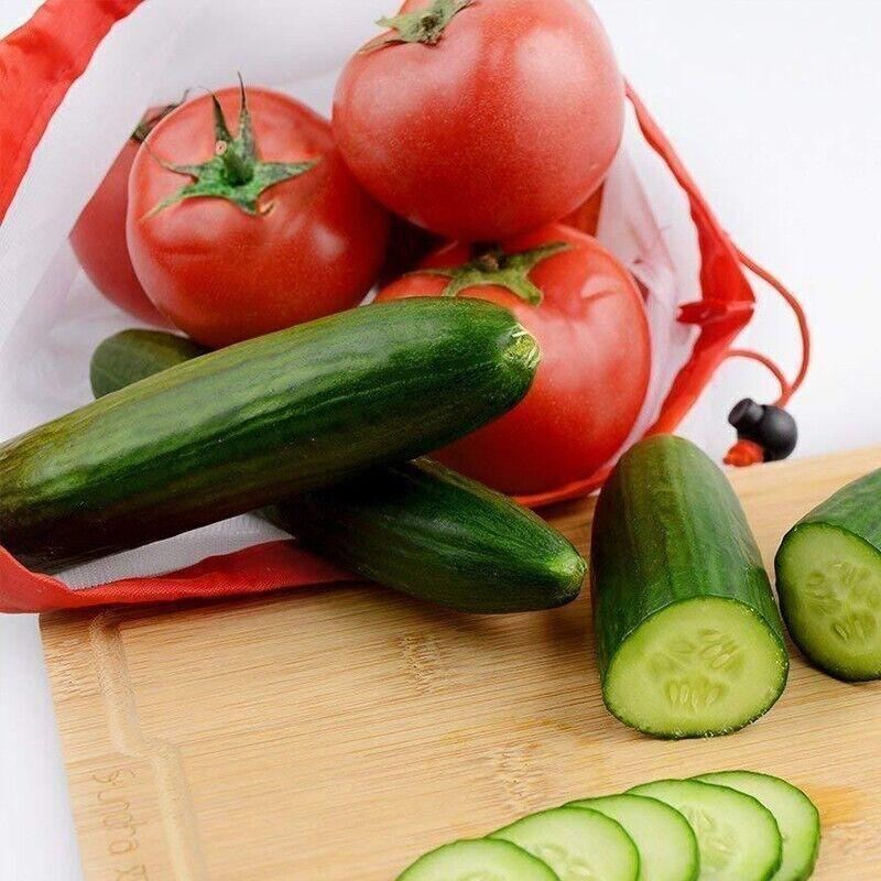 Reusable Mesh Grocery Produce Bags 5-15PCS 3Colours - Discount Packaging Warehouse
