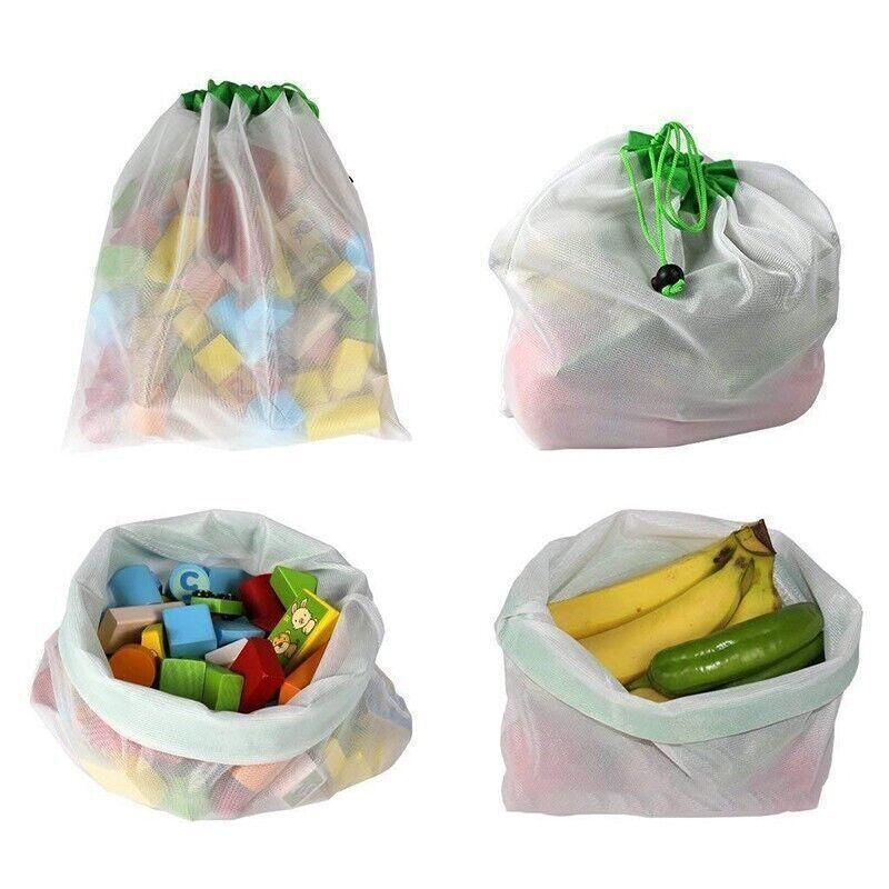 Reusable Mesh Grocery Produce Bags 5-15PCS 3Colours - Discount Packaging Warehouse