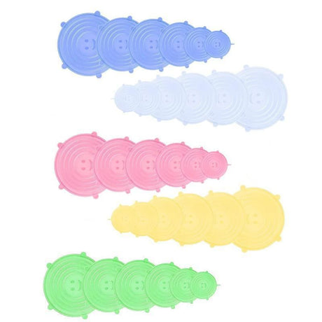 Reusable Silicone Strech Lids 6PCS 5Colours 6Sizes Smile Face - Discount Packaging Warehouse