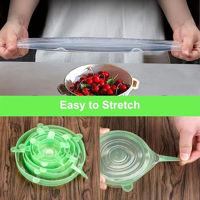 Reusable Silicone Strech Lids 6PCS 5Colours 6Sizes Smile Face - Discount Packaging Warehouse