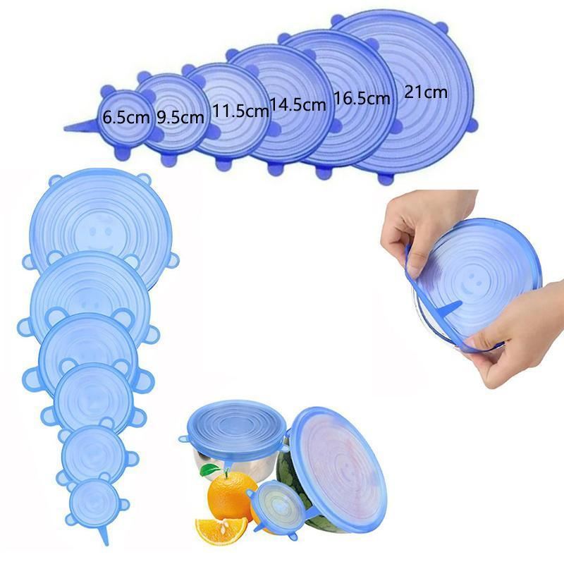 Reusable Silicone Strech Lids 6PCS 5Colours 6Sizes Smile Face - Discount Packaging Warehouse