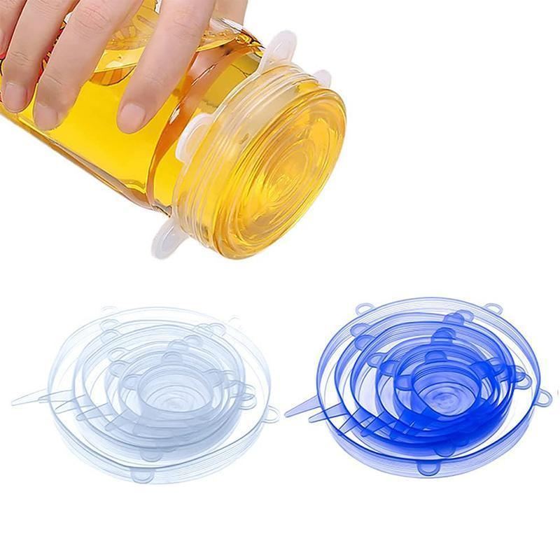 Reusable Silicone Strech Lids 6PCS 5Colours 6Sizes Smile Face - Discount Packaging Warehouse