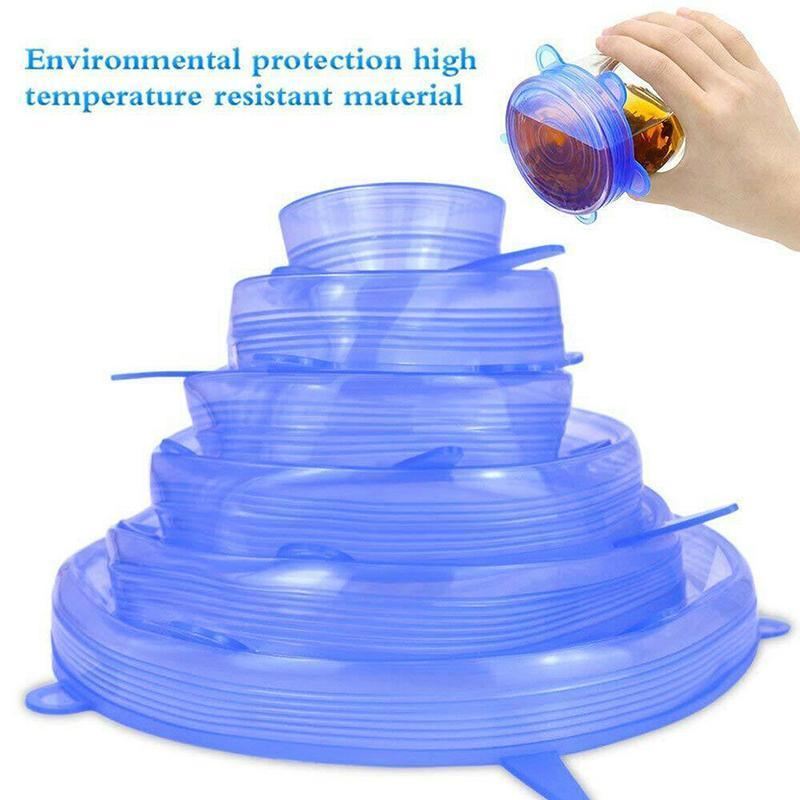 Reusable Silicone Strech Lids 6PCS 5Colours 6Sizes Smile Face - Discount Packaging Warehouse