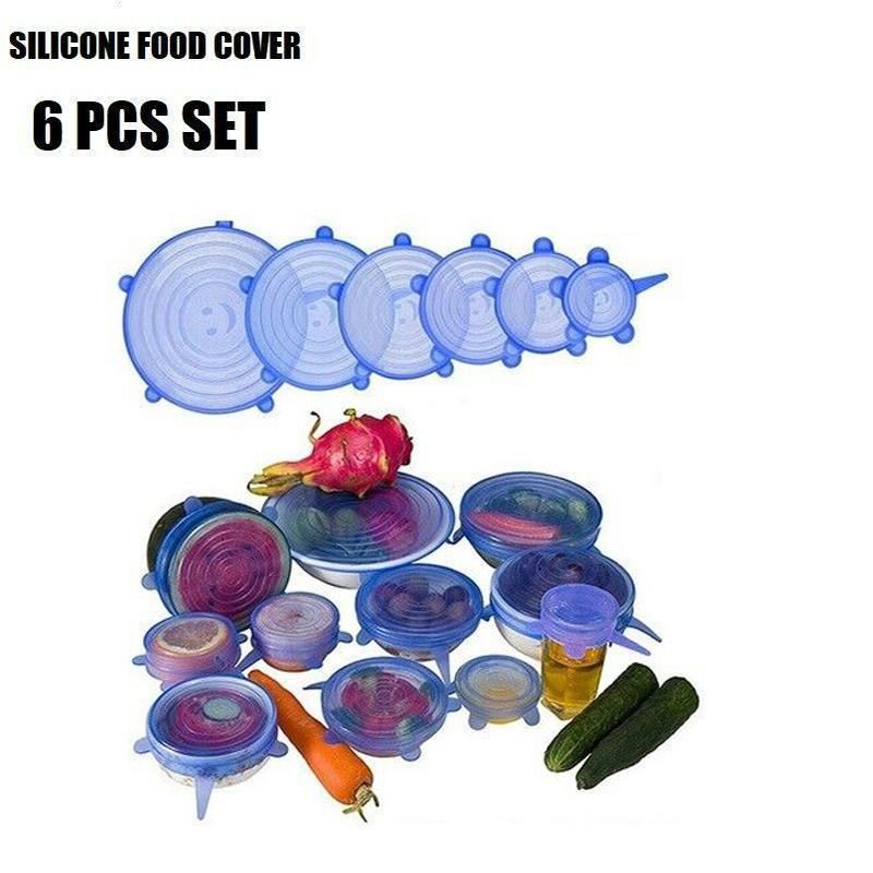 Reusable Silicone Strech Lids 6PCS 5Colours 6Sizes Smile Face - Discount Packaging Warehouse