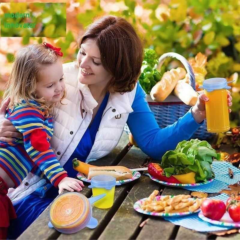 Reusable Silicone Strech Lids 6PCS 5Colours 6Sizes Smile Face - Discount Packaging Warehouse