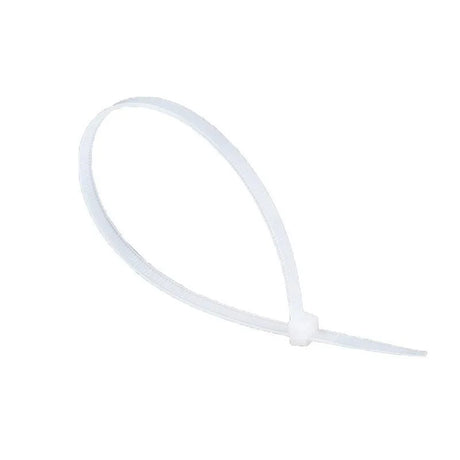 An array of neatly organized cables secured with white wire ties, enhancing both functionality and aesthetics.