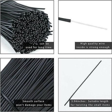 Cable Tie Wire 100/500PCS 7Sizes Metal+Plastic White/Black - Discount Packaging Warehouse
