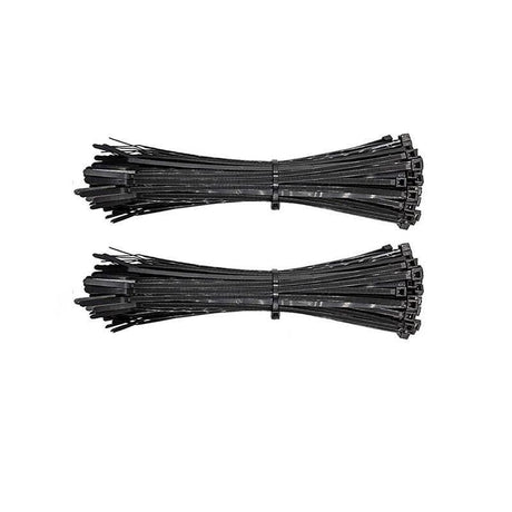 Plastic cable ties neatly organizing cables and wires, showcasing their durability and strength