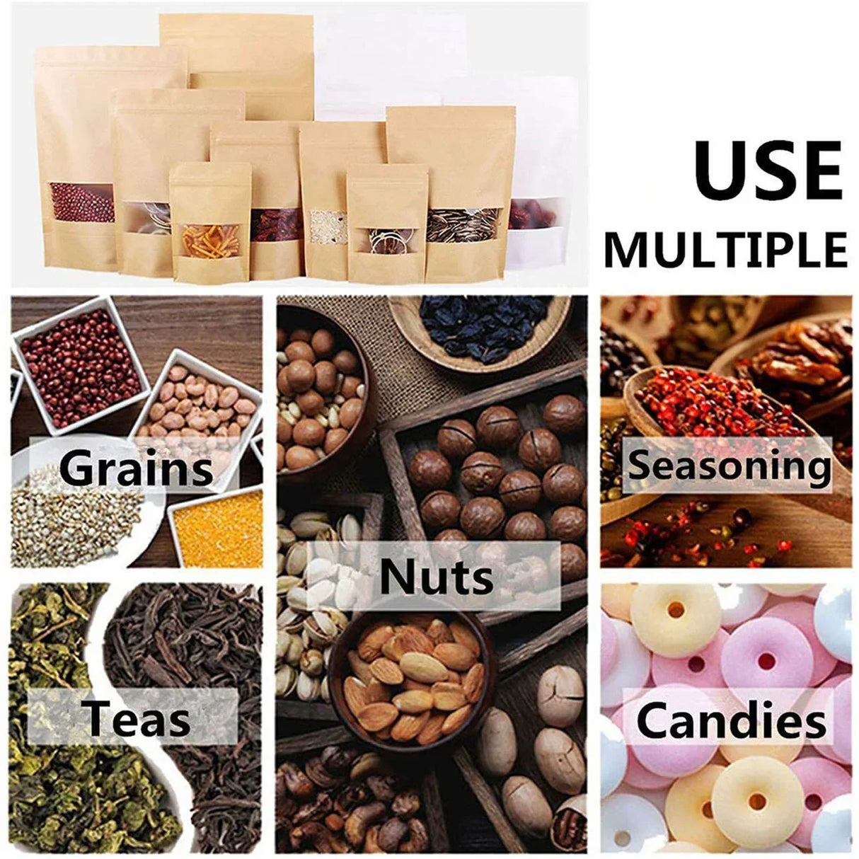 Ziplock bag with window on a kitchen counter, showing contents