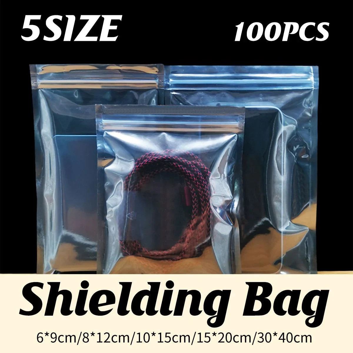 Plastic Self Sealing Bags 5Sizes 100PCS