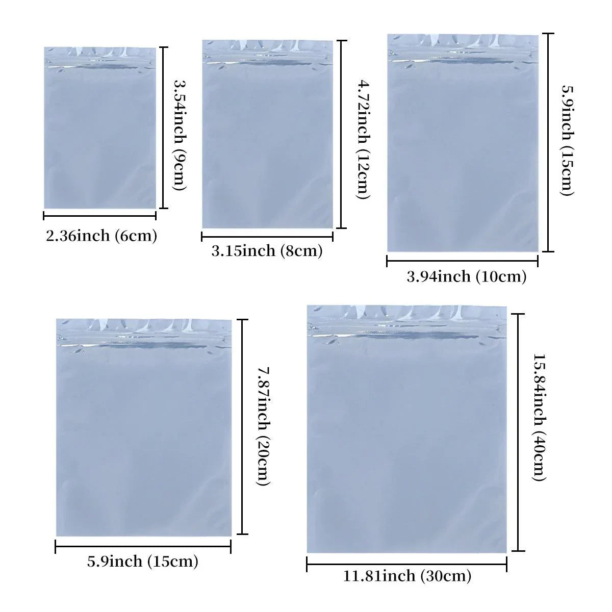 Plastic Self Sealing Bags 5Sizes 100PCS