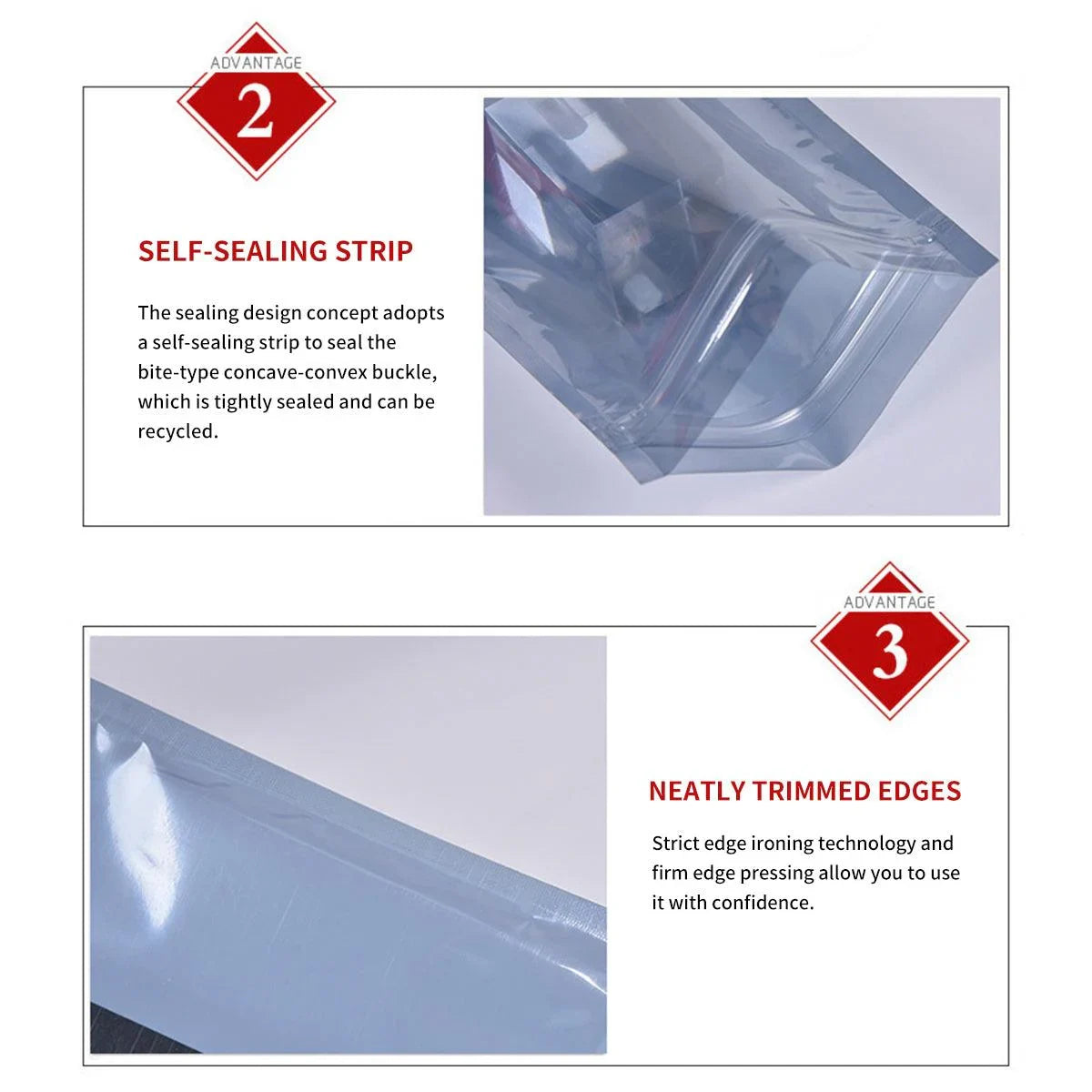 Plastic Self Sealing Bags 5Sizes 100PCS