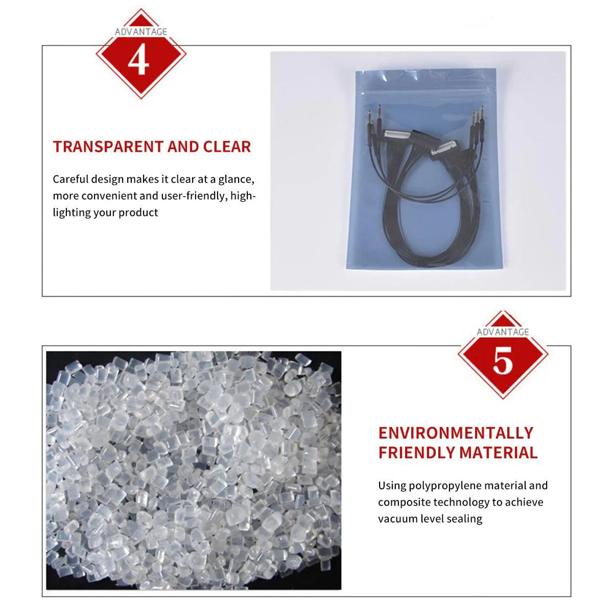 Plastic Self Sealing Bags 5Sizes 100PCS