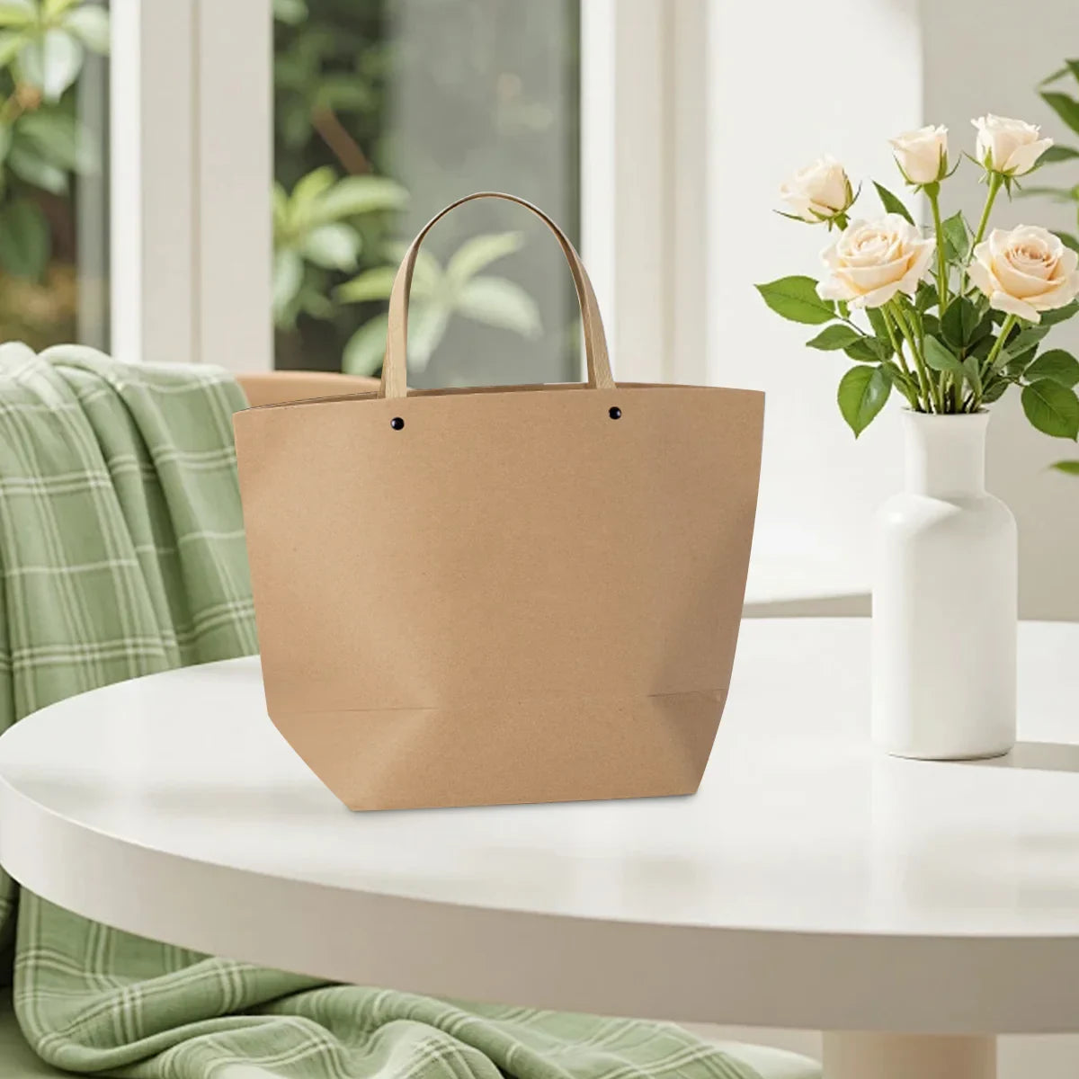 Boat Shaped Paper Tote Bag Gift Shopping Bag Recyclable 10 PCS