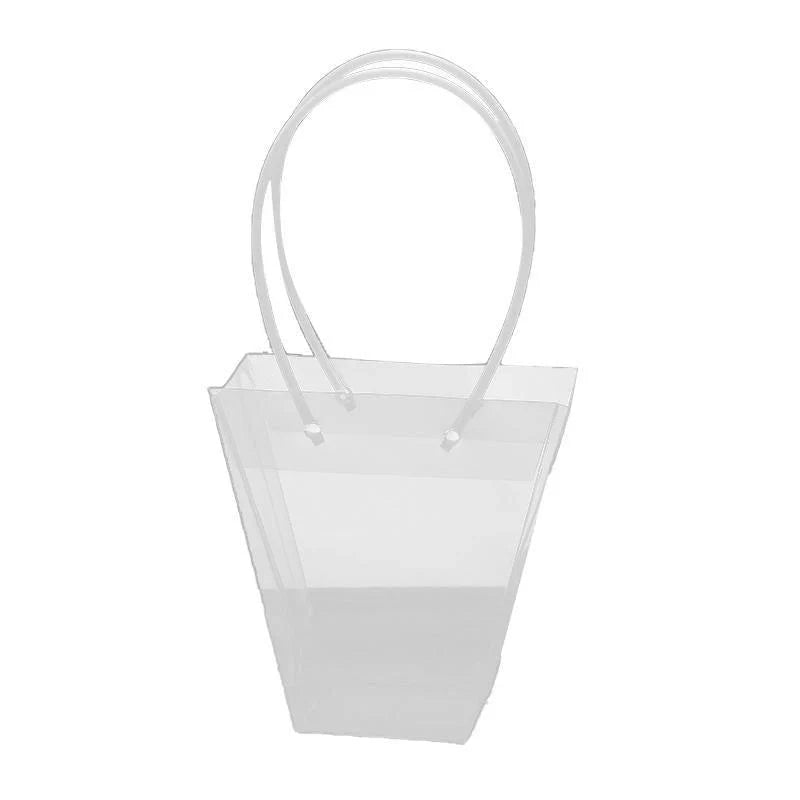 A beautifully wrapped present inside a Clear Gift Bag.