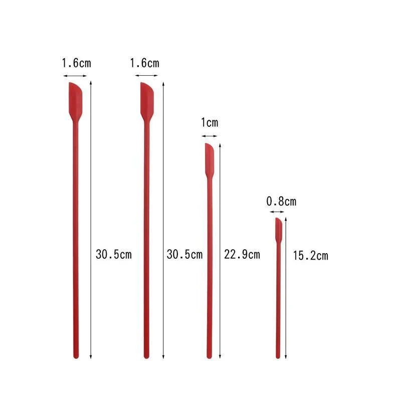 Silicone Spatula 4PCS 4Colours Mini Jar Scrapers Long Tip for Cosmetics Bottle - Discount Packaging Warehouse