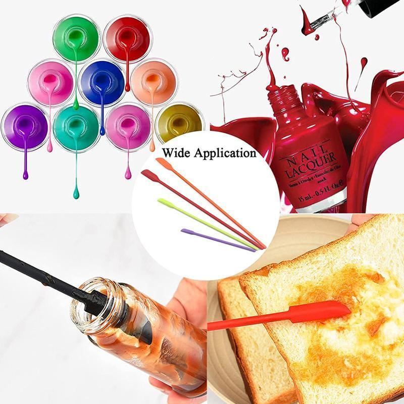 Silicone Spatula 4PCS 4Colours Mini Jar Scrapers Long Tip for Cosmetics Bottle - Discount Packaging Warehouse
