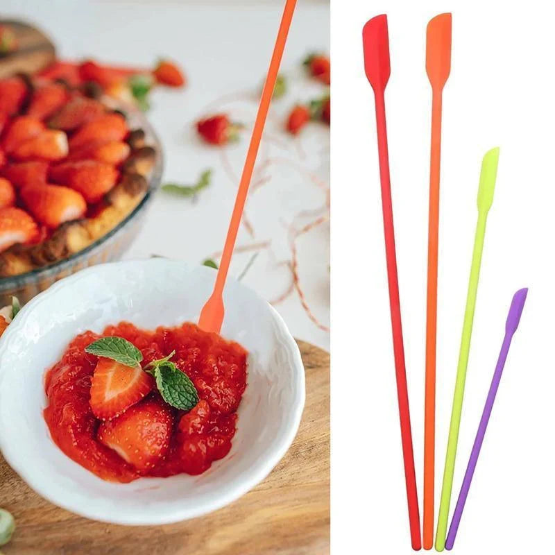 Silicone Spatula 4PCS 4Colours Mini Jar Scrapers Long Tip for Cosmetics Bottle - Discount Packaging Warehouse