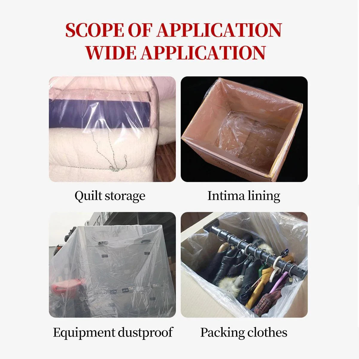 Large Transparent Plastic Square Dust Bags 50PCS