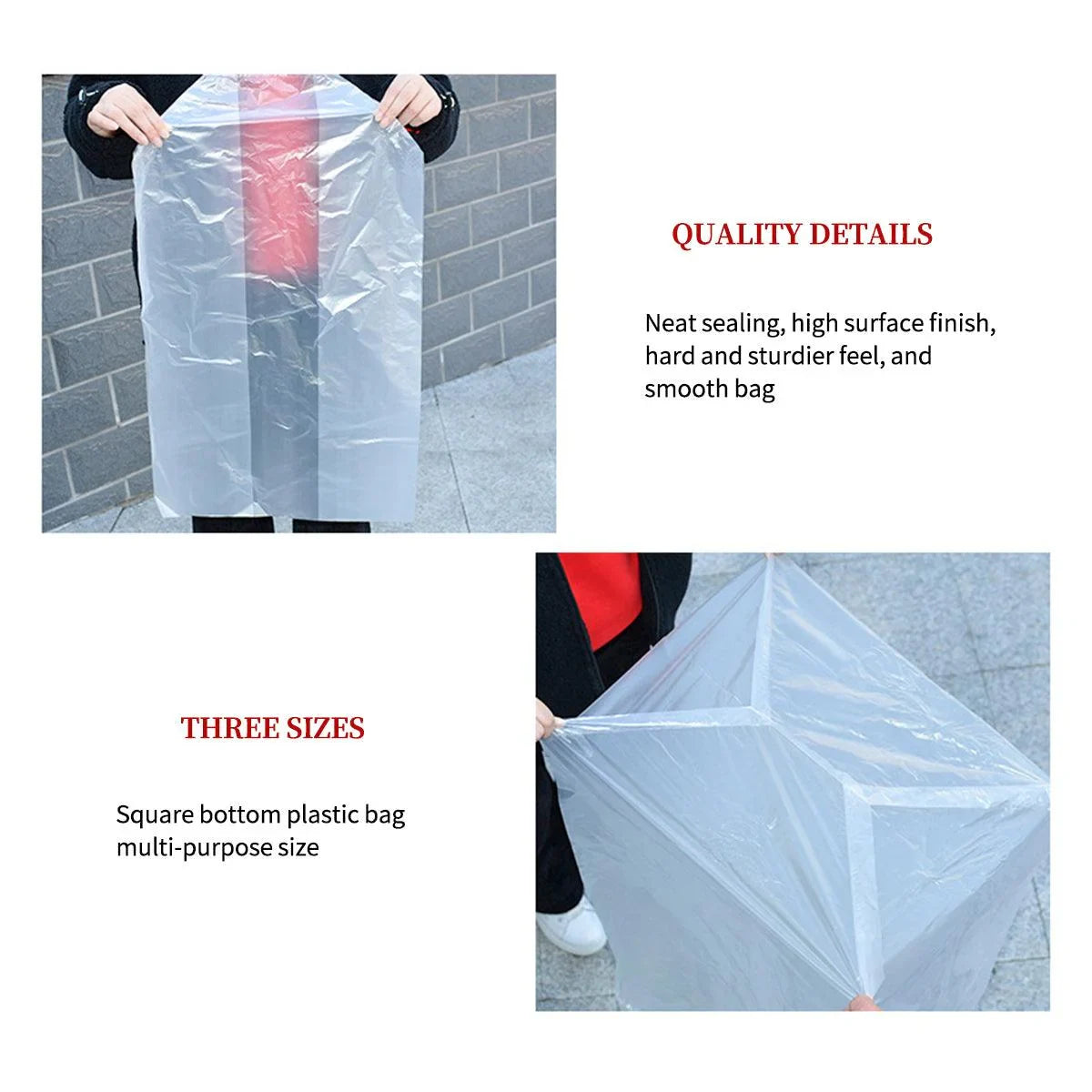 Large Transparent Plastic Square Dust Bags 50PCS