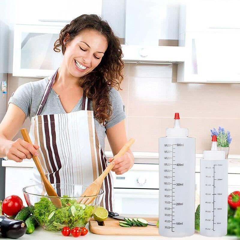 Squeeze Bottle 6PCS 2Sizes PE Translucent Sauce Condiment Dispenser - Discount Packaging Warehouse