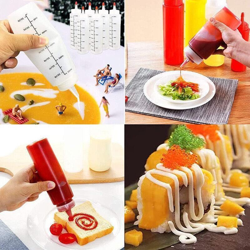 Squeeze Bottle 6PCS 2Sizes PE Translucent Sauce Condiment Dispenser - Discount Packaging Warehouse