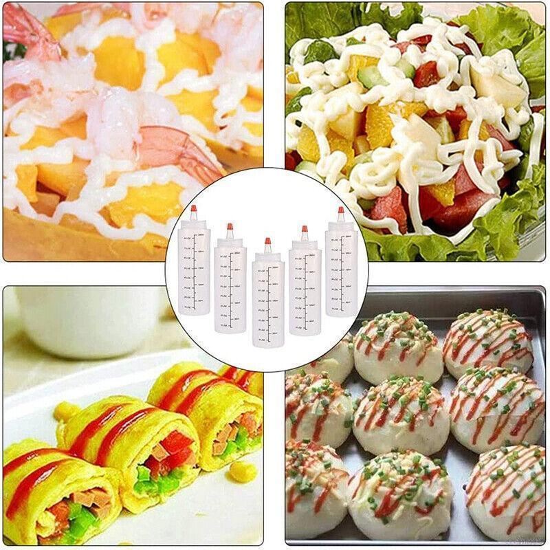 Squeeze Bottle 6PCS 2Sizes PE Translucent Sauce Condiment Dispenser - Discount Packaging Warehouse