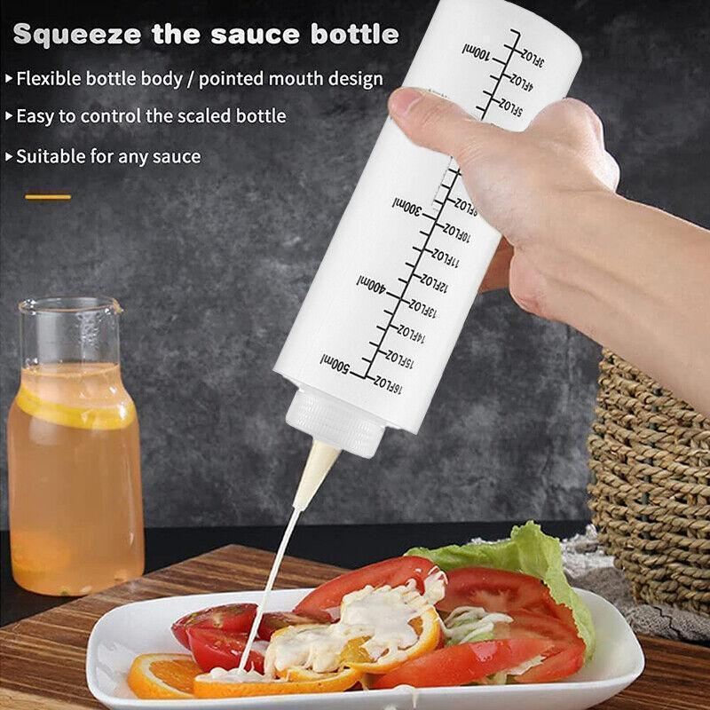 Squeeze Bottle 6PCS 2Sizes PE Translucent Sauce Condiment Dispenser - Discount Packaging Warehouse