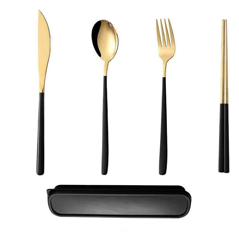 Stainless Steel Cutlery Set 6PCS 4Colours Knife Spoon Fork Chopsticks Box Bag - Discount Packaging Warehouse