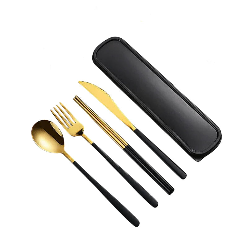 Stainless Steel Cutlery Set 6PCS 4Colours Knife Spoon Fork Chopsticks Box Bag - Discount Packaging Warehouse