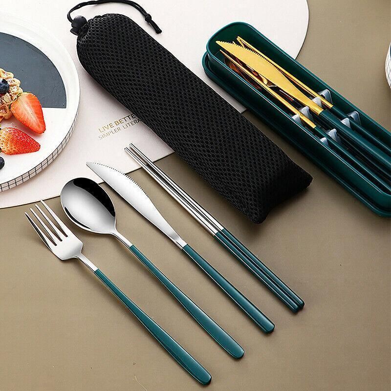 Stainless Steel Cutlery Set 6PCS 4Colours Knife Spoon Fork Chopsticks Box Bag - Discount Packaging Warehouse