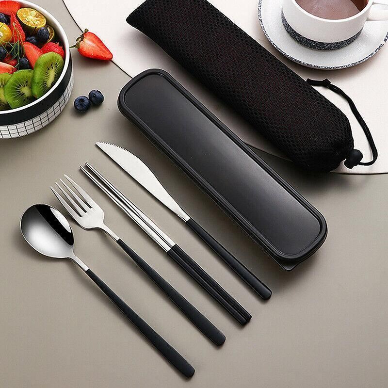 Stainless Steel Cutlery Set 6PCS 4Colours Knife Spoon Fork Chopsticks Box Bag - Discount Packaging Warehouse