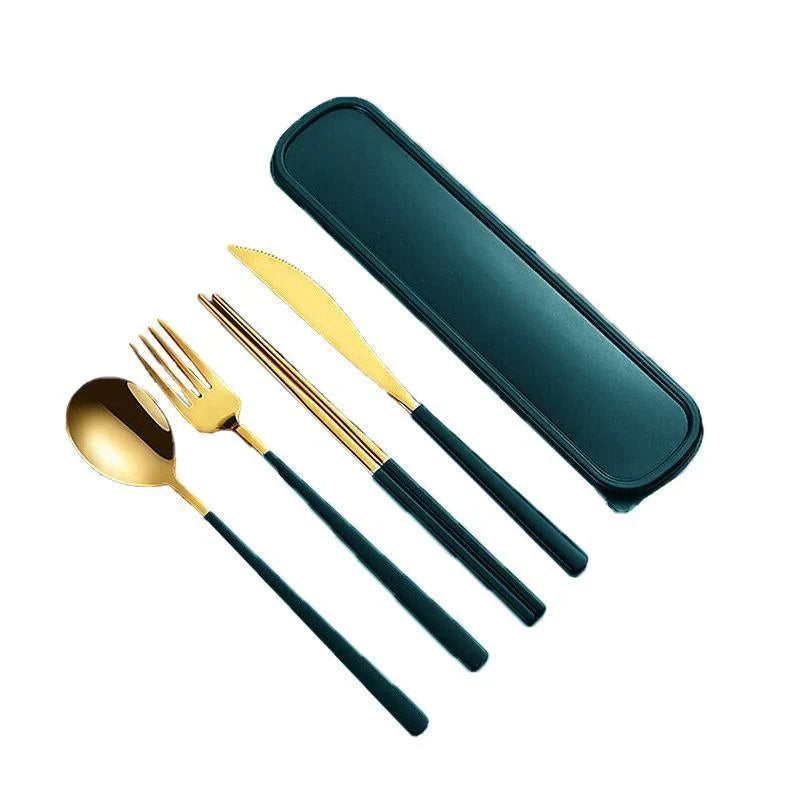 Stainless Steel Cutlery Set 6PCS 4Colours Knife Spoon Fork Chopsticks Box Bag - Discount Packaging Warehouse
