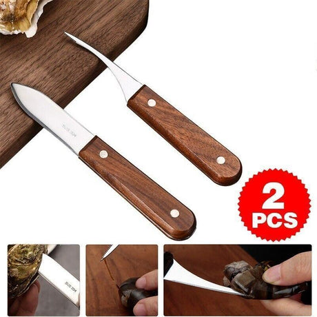 Stainless Steel Shrimp Peeler and Oyster Knife Set 2PCS - Discount Packaging Warehouse
