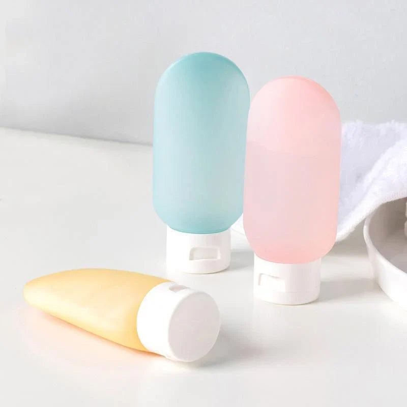 Durable and leak-proof travel bottles for toiletries in assorted colours