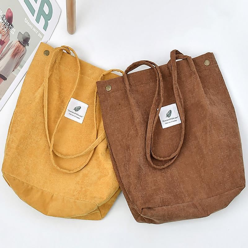 Stylish and durable corduroy tote bag for versatile everyday use