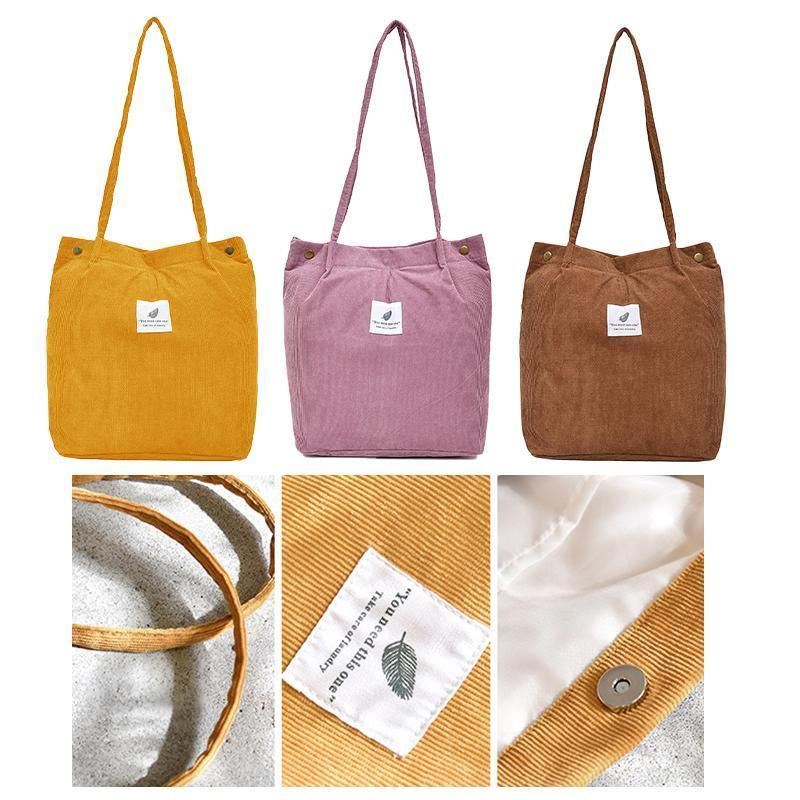 Stylish and durable corduroy tote bag for versatile everyday use
