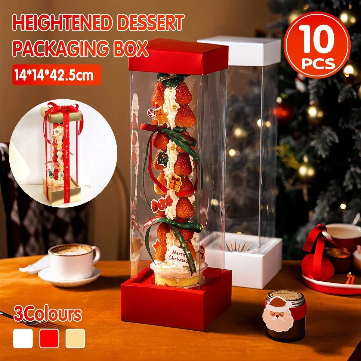 Strawberry Tart Packing Box 10PCS 3Colours Transparent PET Box - Discount Packaging Warehouse