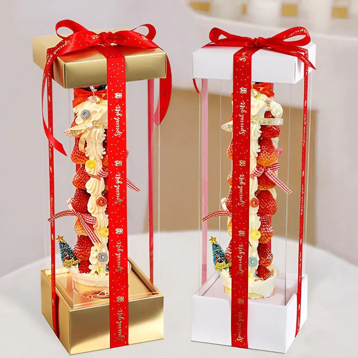 Strawberry Tart Packing Box 10PCS 3Colours Transparent PET Box - Discount Packaging Warehouse