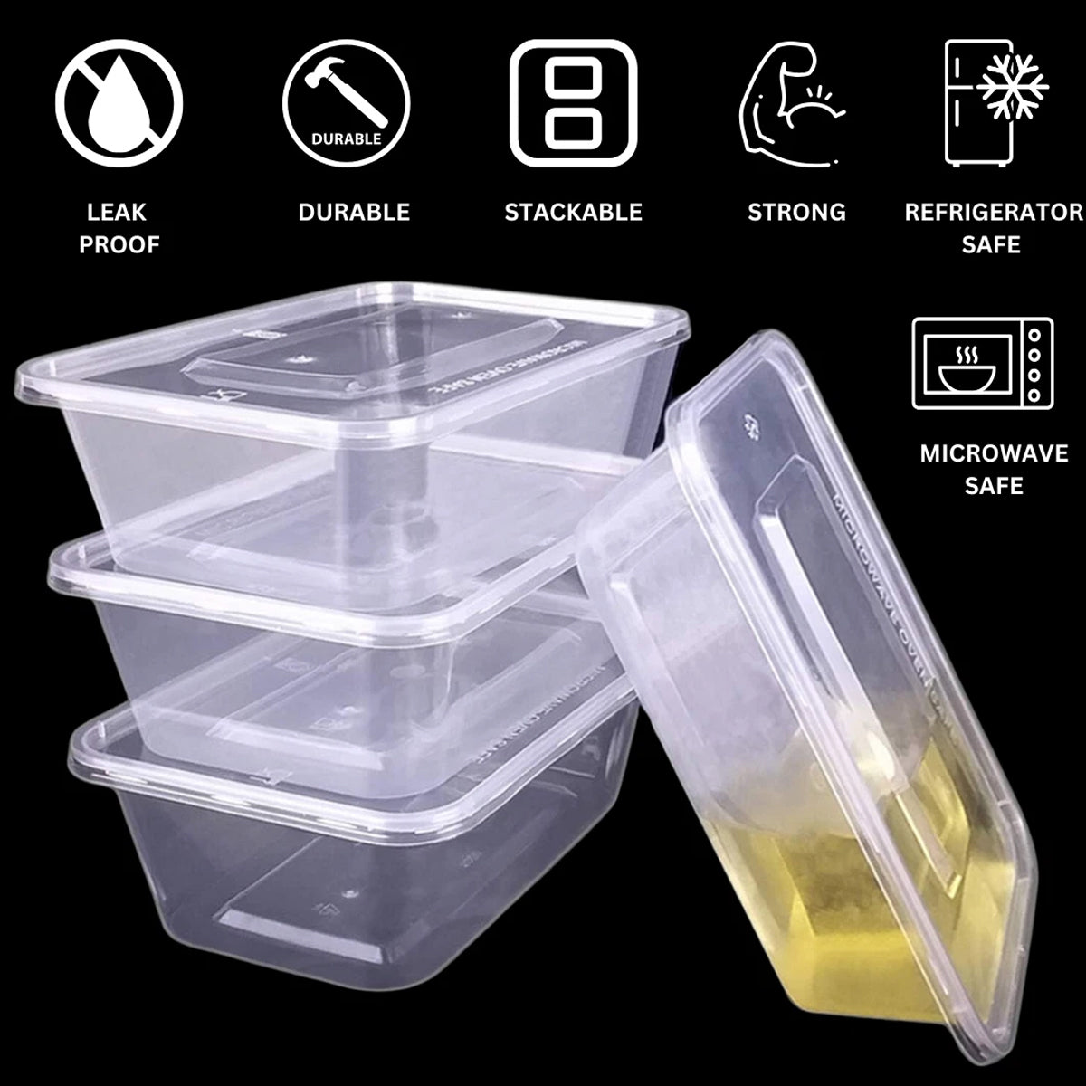 50PCS Disposable Takeout Containers Food Grade Leakproof