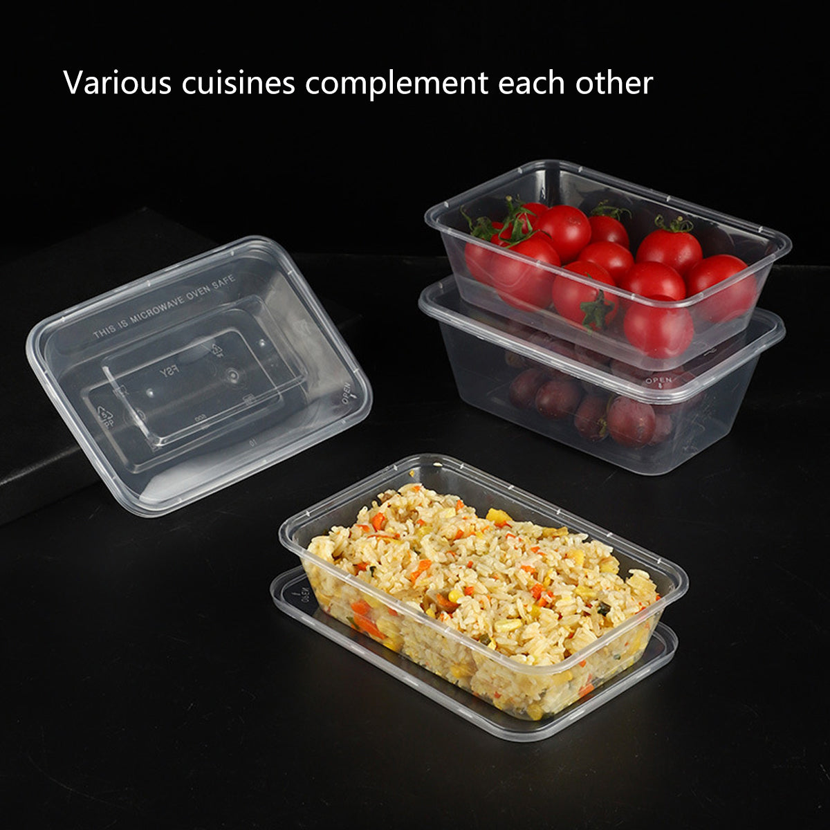 50PCS Disposable Takeout Containers Food Grade Leakproof
