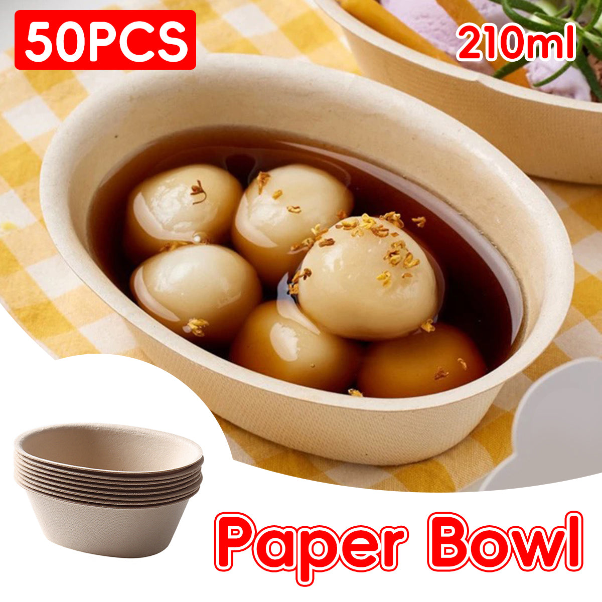 50PCS Paper Bowls Food-Grade Soup Noodle Snack Bowls