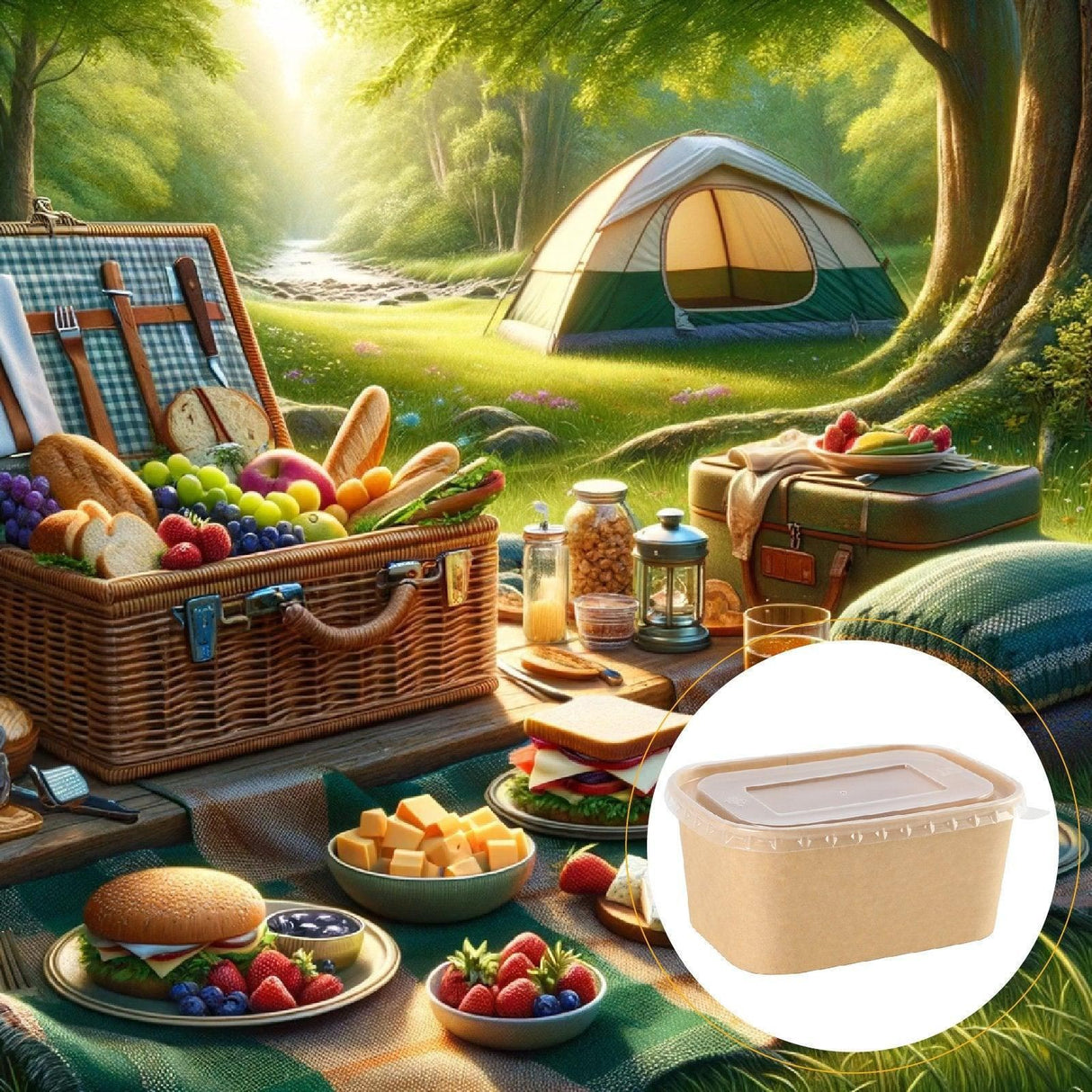 Versatile Kraft Paper Food Containers with Secure Lids