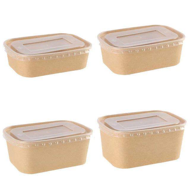 Versatile Kraft Paper Food Containers with Secure Lids
