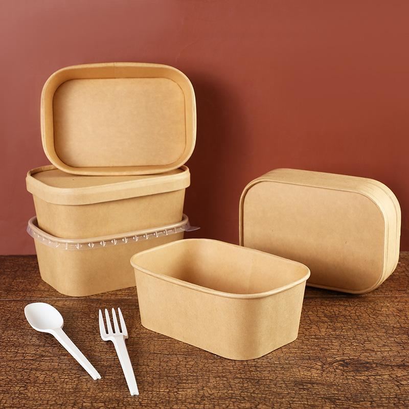 Versatile Kraft Paper Food Containers with Secure Lids