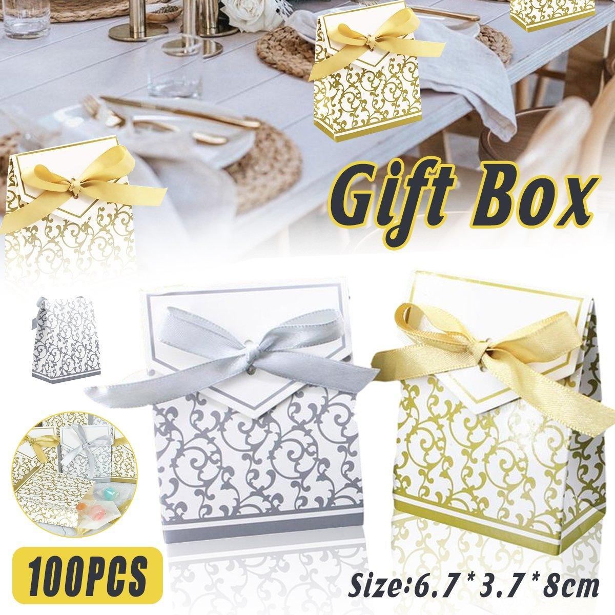 Vine Pattern Gift Boxes 100PCS Coated Paper for Candy Gifts